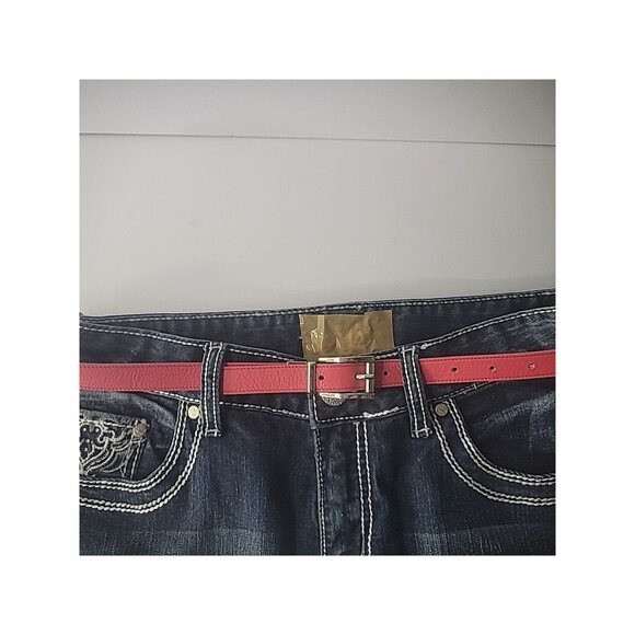Unbranded Accessories - Vintage Belt Reversible Red Blue Women Silver Tone Hardware Accessory Italy